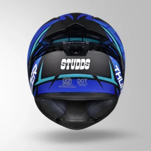 Studds Thunder D1 Lightvolt Decor Helmet Matt Black Blue Full Face Helmet