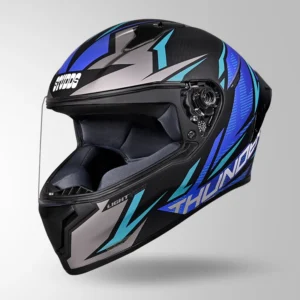 Studds Thunder D1 Lightvolt Decor Helmet Matt Black Blue Full Face Helmet
