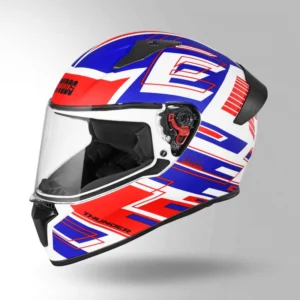 STUDDS Thunder Communication Ready D3 Decor Helmet Matt White Red Bluetooth Full Face Helmet