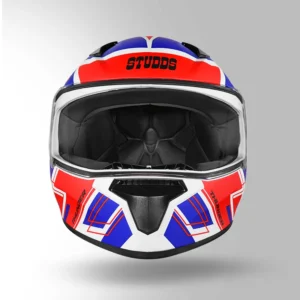 Studds Thunder Communication Ready D4 Decor Helmet Matt White Red Bluetooth Full Face Helmet