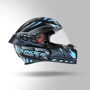 STUDDS Thunder Communication Ready D4 Decor Helmet Black Blue Bluetooth Full Face Helmet