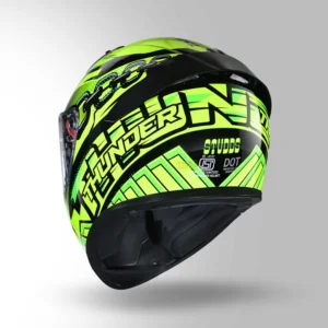 Studds Thunder Communication Ready D5 Decor Helmet Black Green Yellow Bluetooth Full Face Helmet