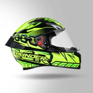 Studds Thunder Communication Ready D5 Decor Helmet Black Green Yellow Bluetooth Full Face Helmet