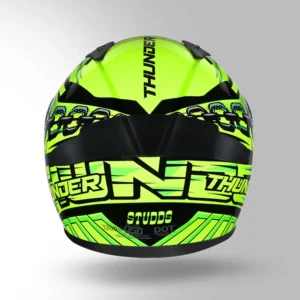 Studds Thunder Communication Ready D5 Decor Helmet Black Green Yellow Bluetooth Full Face Helmet