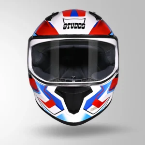 STUDDS Thunder D9 Flash Decor Helmet White and Blue full face helmet with visor