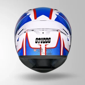 STUDDS Thunder D9 Flash Decor Helmet White and Blue full face helmet with visor