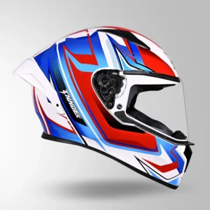 STUDDS Thunder D9 Flash Decor Helmet White and Blue full face helmet with visor