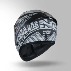 Studds Thunder Communication Ready D4 Decor Bluetooth Full Face Helmet Black Grey