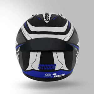 Studds Thunder Communication Ready D4 Helmet Matt Black Blue Bluetooth Ready Full Face Helmet