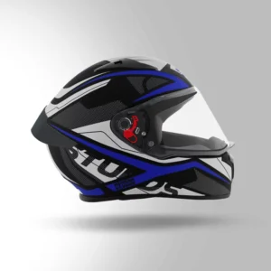 Studds Thunder Communication Ready D4 Helmet Matt Black Blue Bluetooth Ready Full Face Helmet
