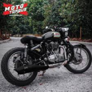 Moto Torque Shark Black Exhaust for Royal Enfield UCE models with clamp fitment system