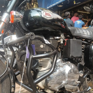 Royal Enfield Bullet BS4 crash guard black stainless steel with sliders