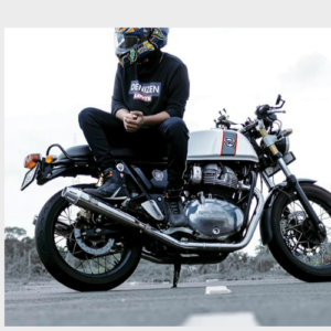 Moto Torque Launcher Black Exhaust installed on UCE motorcycle with performance upgrade