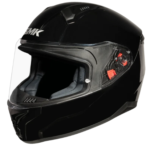 SMK Bionic Adult Solid Full Face Helmet Black GL200 with visor and ventilation system