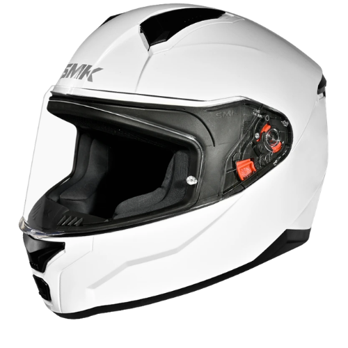 SMK Bionic Adult Solid Full Face Helmet White GL 100 with full face protection and visor