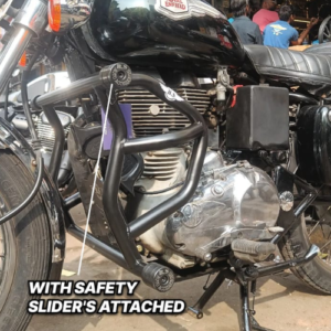 Royal Enfield Bullet BS4 crash guard black stainless steel with sliders