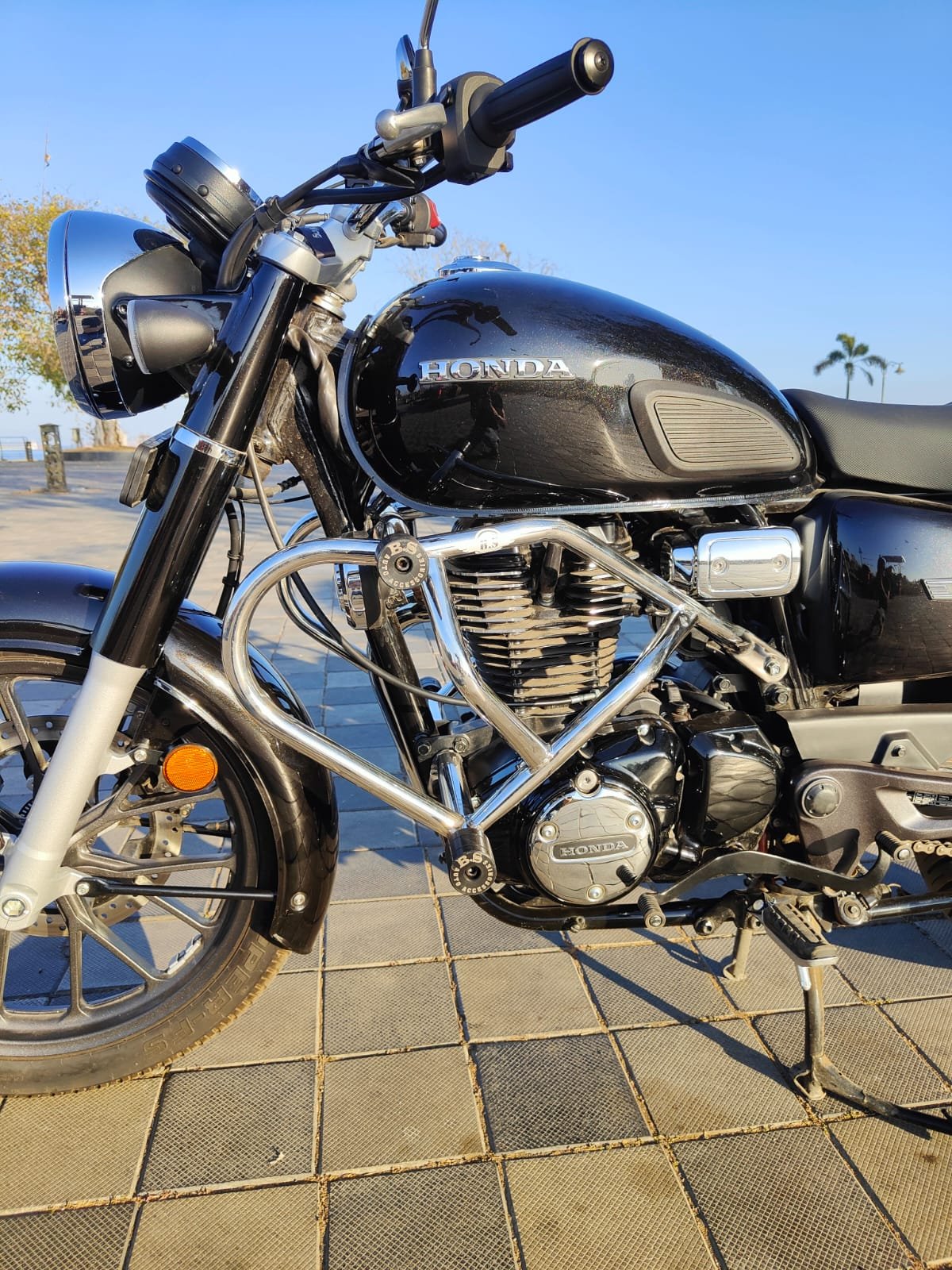 BS Auto Stainless Steel Crash Guard for Honda CB350 Hness 350 with dual safety sliders silver finish