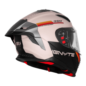 IGNYTE IGN-16 ISS DOT Quantumm Matt Warm Grey Red Orange Full Face Helmet with Sun Visor and Pinlock Lens