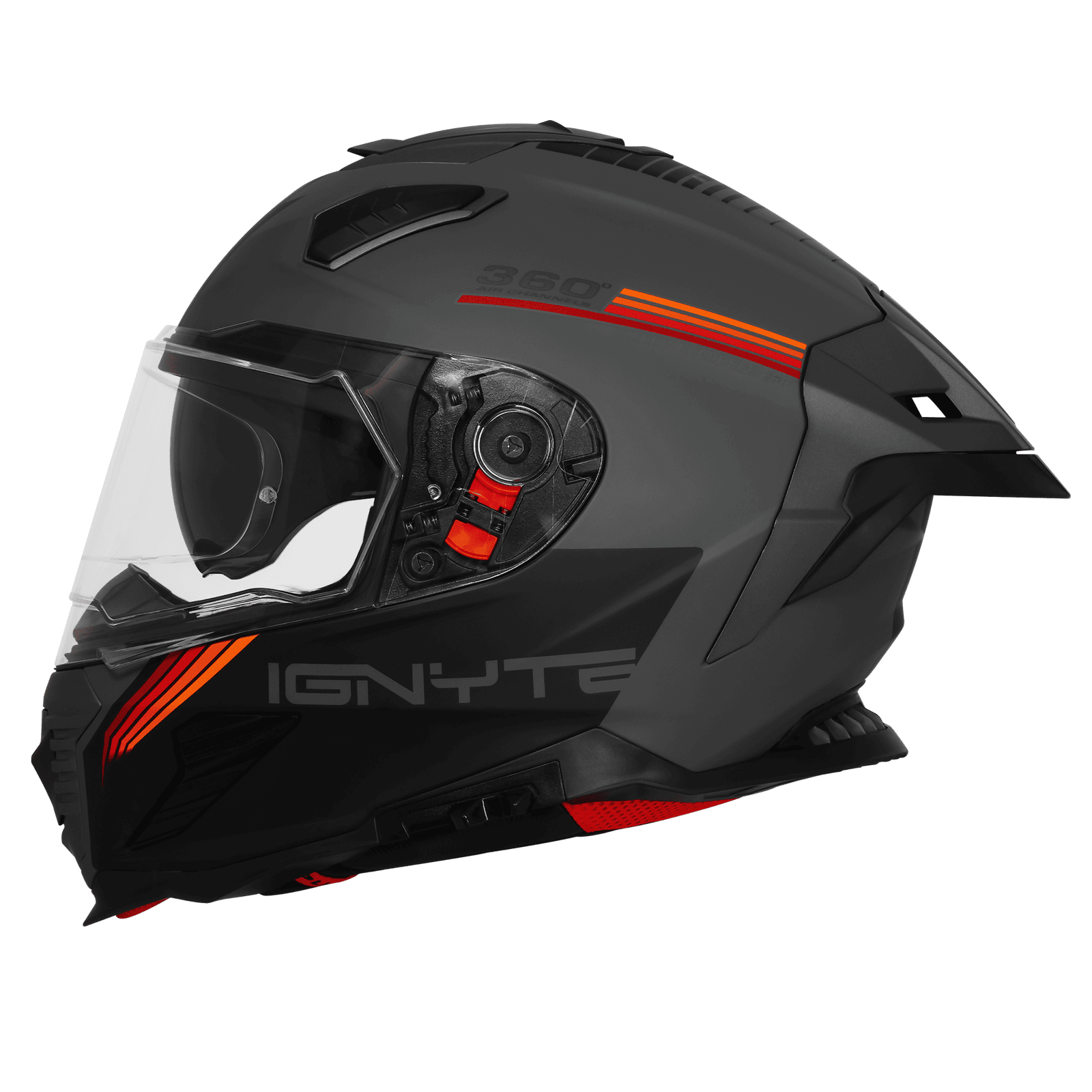 IGNYTE IGN-16 ISS DOT Quantumm Glossy Dark Grey Anthracite Red Orange Full Face Helmet