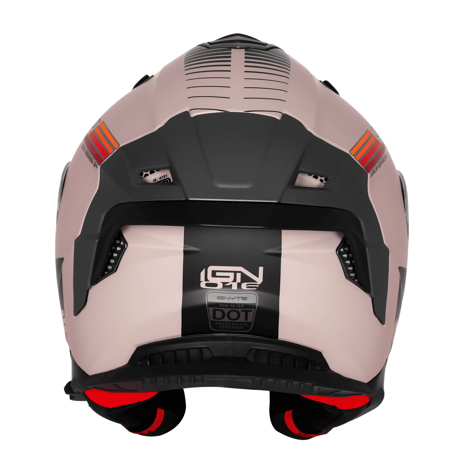 IGNYTE IGN-16 ISS DOT Quantumm Matt Warm Grey Red Orange Full Face Helmet with Sun Visor and Pinlock Lens