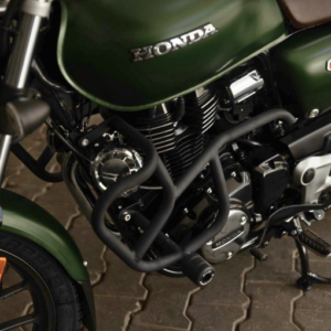 Hyperrider Honda CB350 Crash Guard Type 3 with CNC Delrin slider and leg rest support