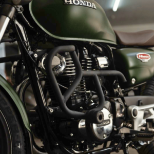 Hyperrider Honda CB350 Crash Guard Type 3 with CNC Delrin slider and leg rest support