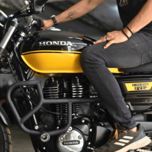 Hyperrider Honda CB350 Crash Guard Type 3 with CNC Delrin slider and leg rest support